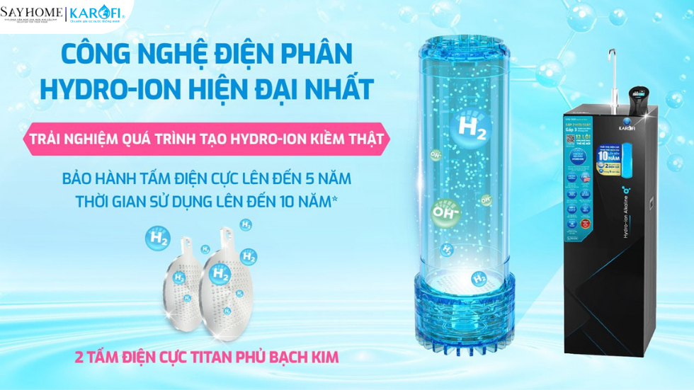 Máy lọc nước nóng lạnh Hydro-ion kiềm Karofi 12 lõi lọc KAE-S68 tại thành phố Hồ Chí Minh