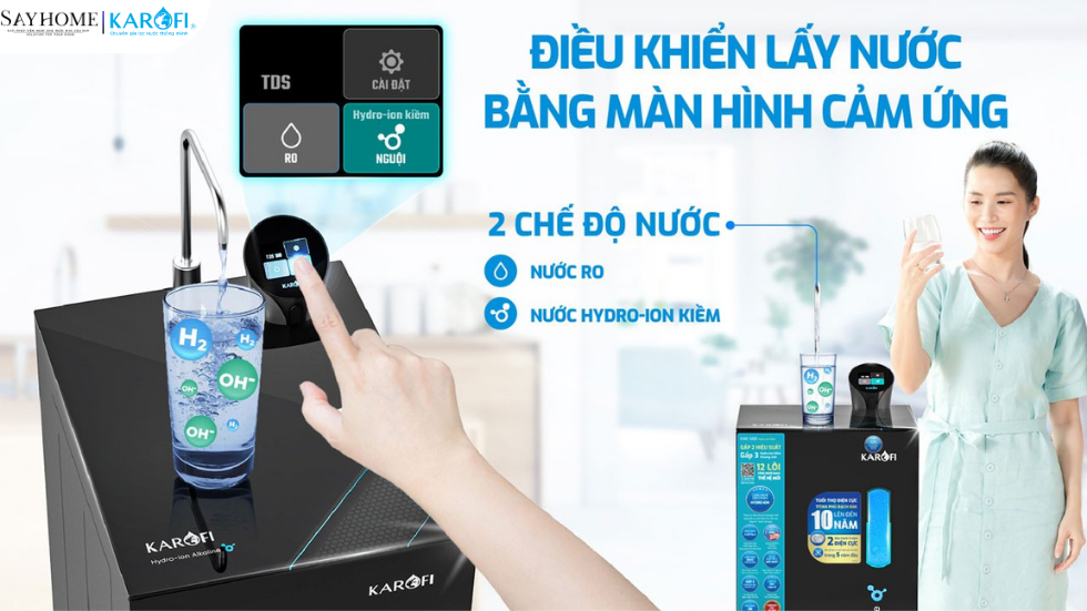 Máy lọc nước nóng lạnh Hydro-ion kiềm Karofi 12 lõi lọc KAE-S68 tại thành phố Hồ Chí Minh