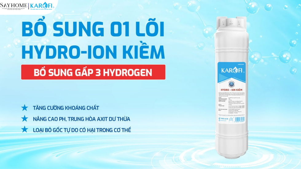 Máy lọc nước nóng lạnh Hydro-ion kiềm Karofi 12 lõi lọc KAE-S68 tại thành phố Hồ Chí Minh