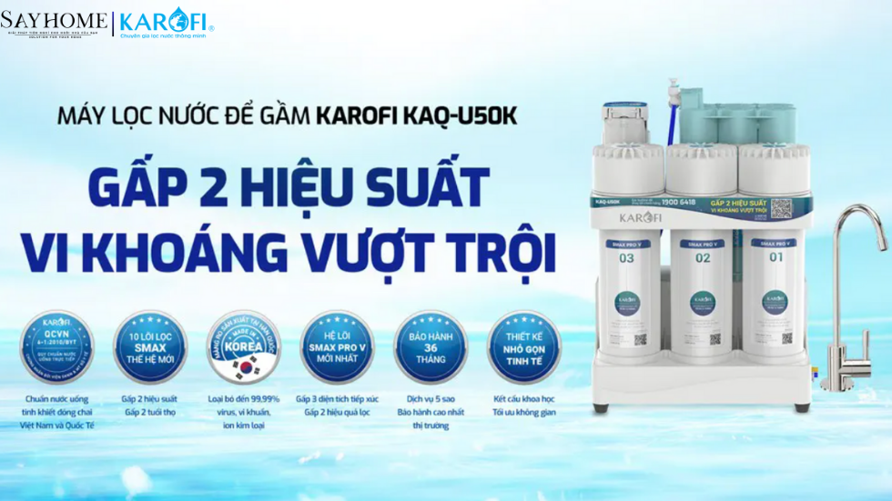 Máy lọc nước để gầm 10 lõi lọc KAROFI KAQ-U50K - NEW 2025 tại thành phố Hồ Chí Minh