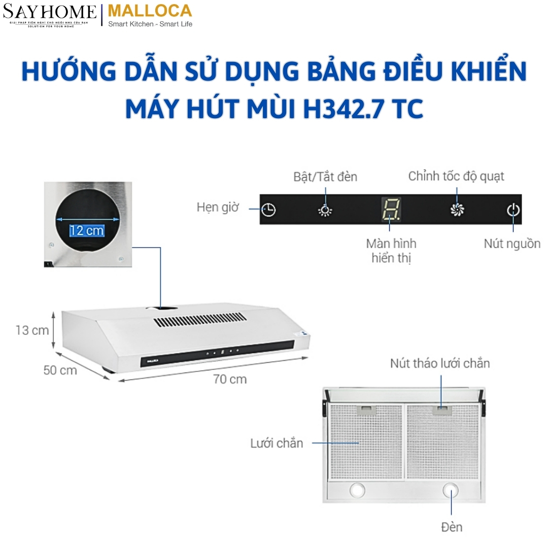 Máy hút mùi âm tủ Malloca H342.7 TC tại thành phố Hồ Chí Minh