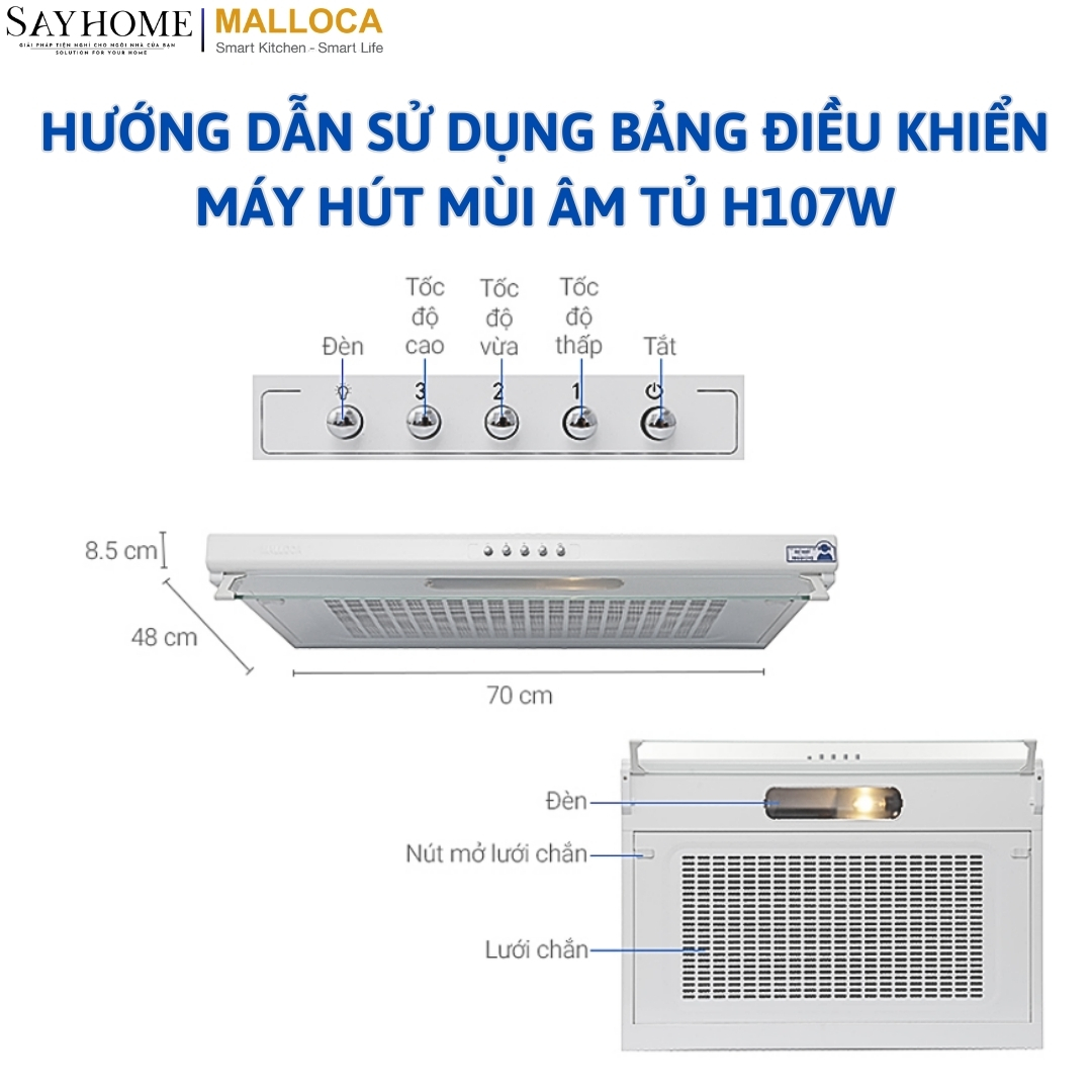 Máy hút mùi âm tủ Malloca H107W tại thành phố Hồ Chí Minh