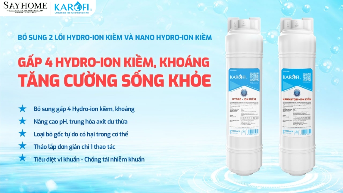 MÁY LỌC NƯỚC NÓNG LẠNH 12 LÕI LỌC KAROFI KAD-L85-sayhome