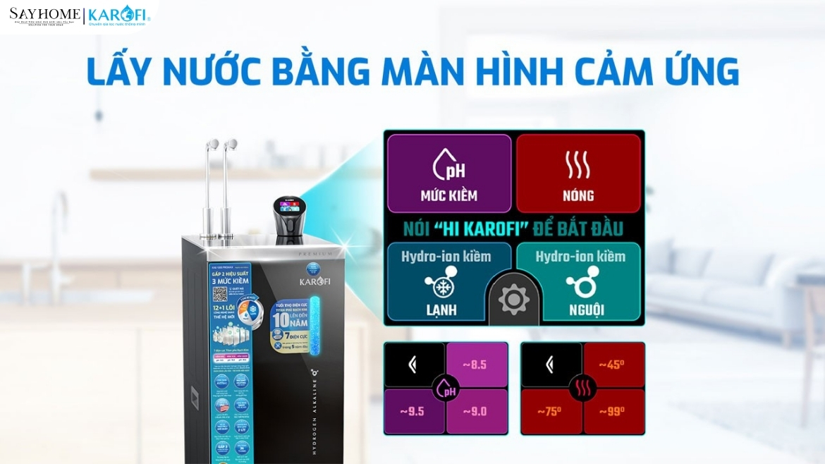 Máy lọc nước nóng lạnh Hydro-ion kiềm 13 lõi lọc Karofi KAE-S88 PROMAX tại thành phố Hò Chí Minh