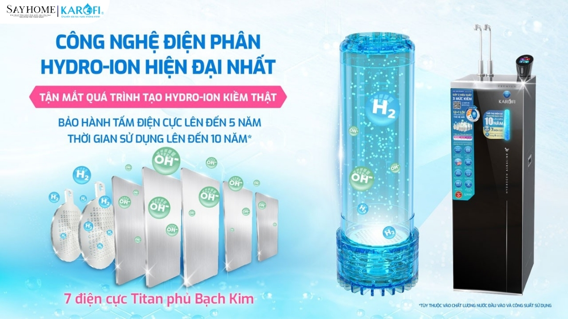 Máy lọc nước nóng lạnh Hydro-ion kiềm 13 lõi lọc Karofi KAE-S88 PROMAX tại thành phố Hò Chí Minh