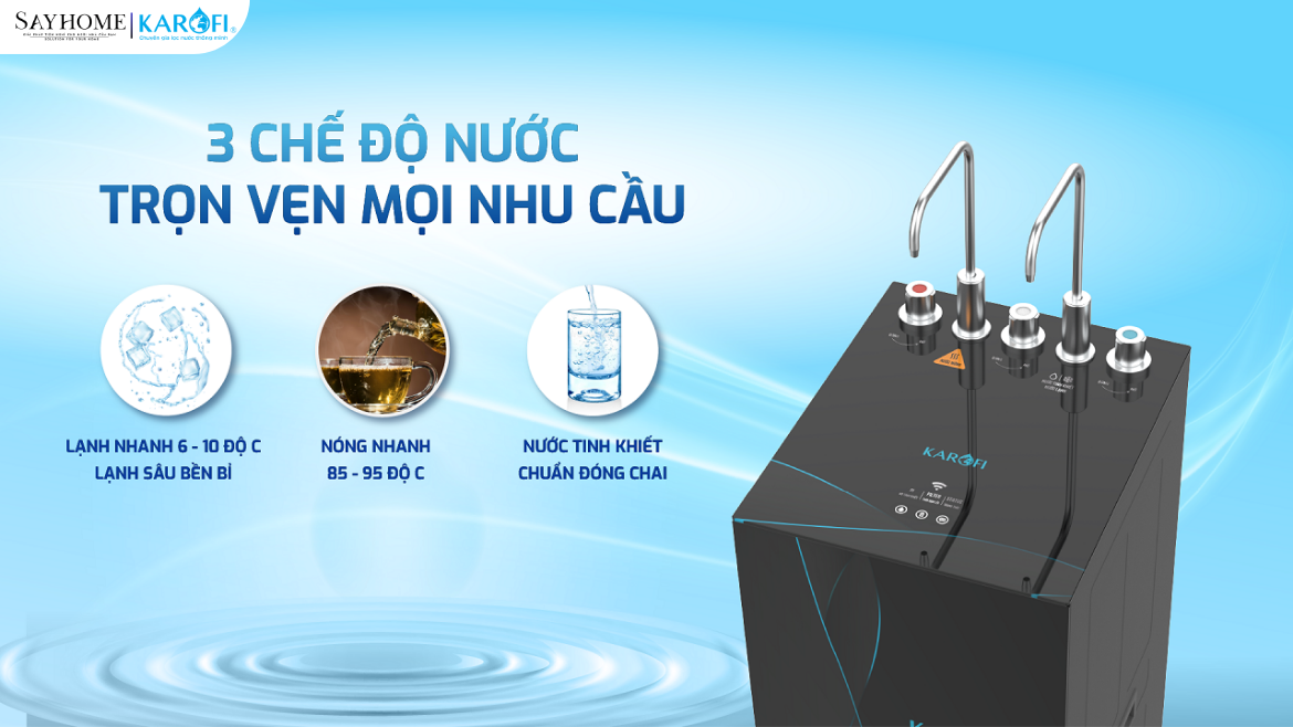 Máy lọc nước nóng lạnh Karofi 11 lõi lọc KAD-X68 tại thành phố Hồ Chí Minh