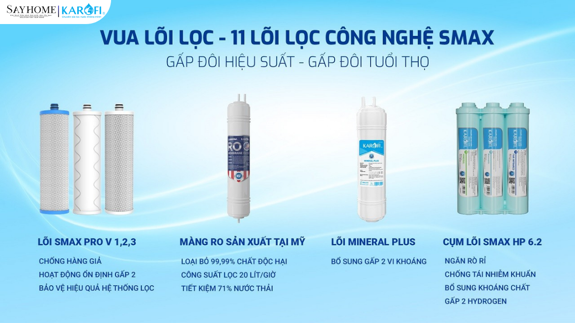 Máy lọc nước nóng lạnh Karofi 11 lõi lọc KAD-X68 tại thành phố Hồ Chí Minh