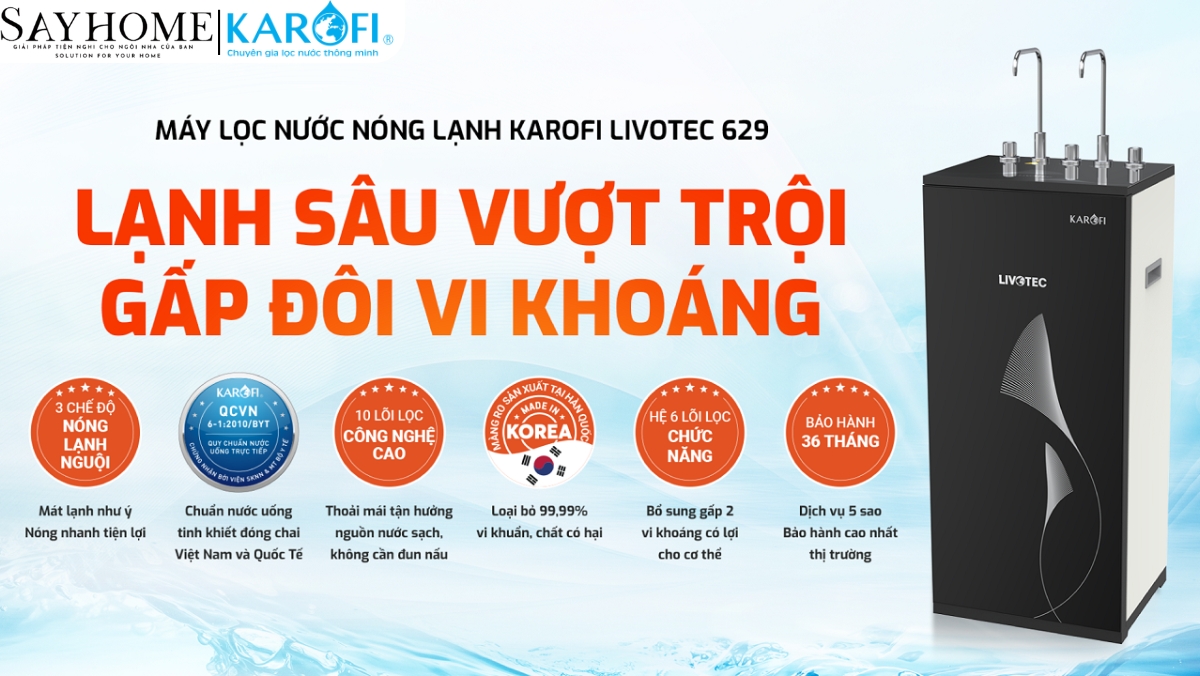 Máy lọc nước tủ đứng 10 lõi RO Karofi Livotec 629 tại thành phố Hồ Chí Minh