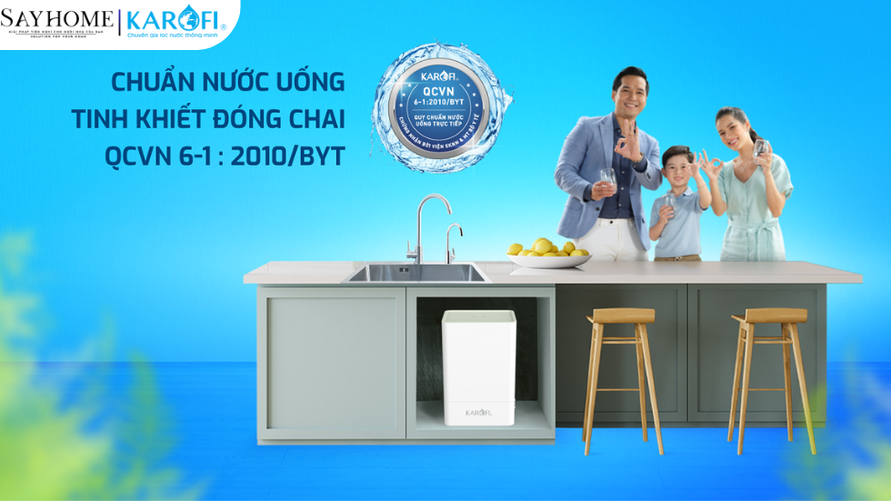 Máy lọc nước để gầm, để bàn có tủ 10 lõi lọc KAROFI KAQ-U65 - NEW 2025 tại thành phố Hồ Chí Minh