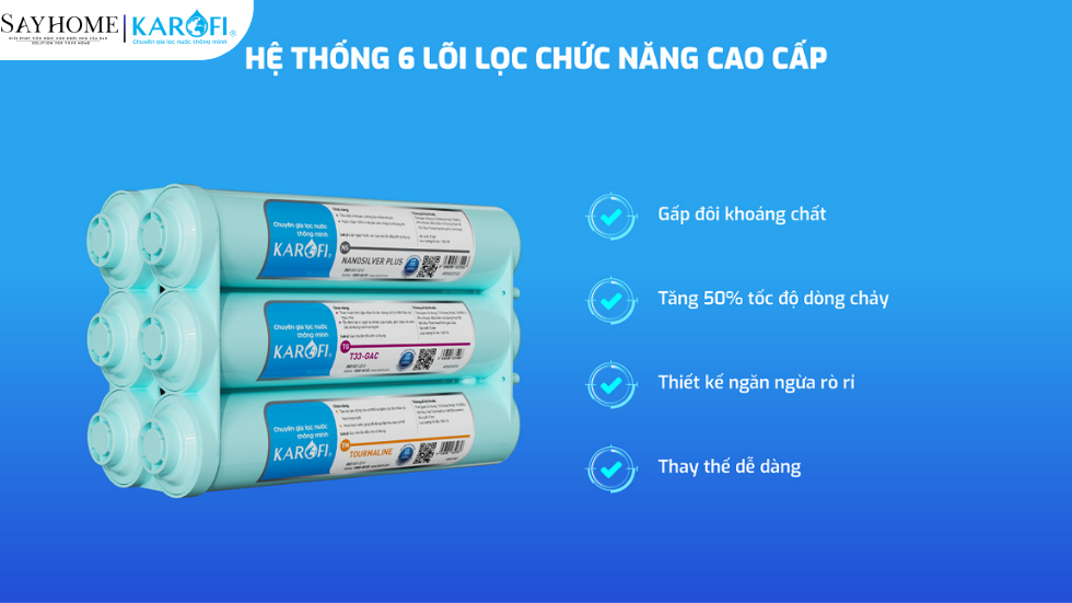 Máy lọc nước để gầm, để bàn có tủ 10 lõi lọc KAROFI KAQ-U65 - NEW 2025 tại thành phố Hồ Chí Minh