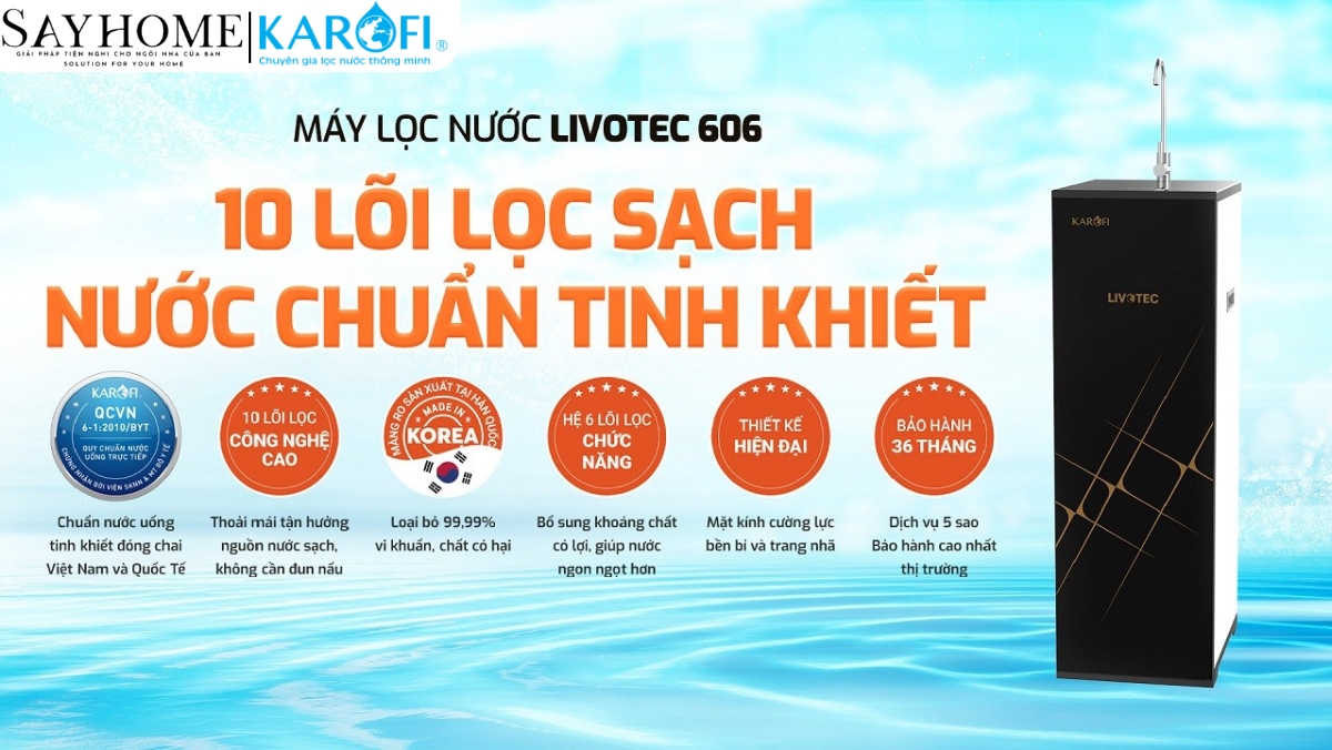 Máy lọc nước tủ đứng 10 lõi RO Karofi Livotec 606 tại thành phố Hồ Chí Minh