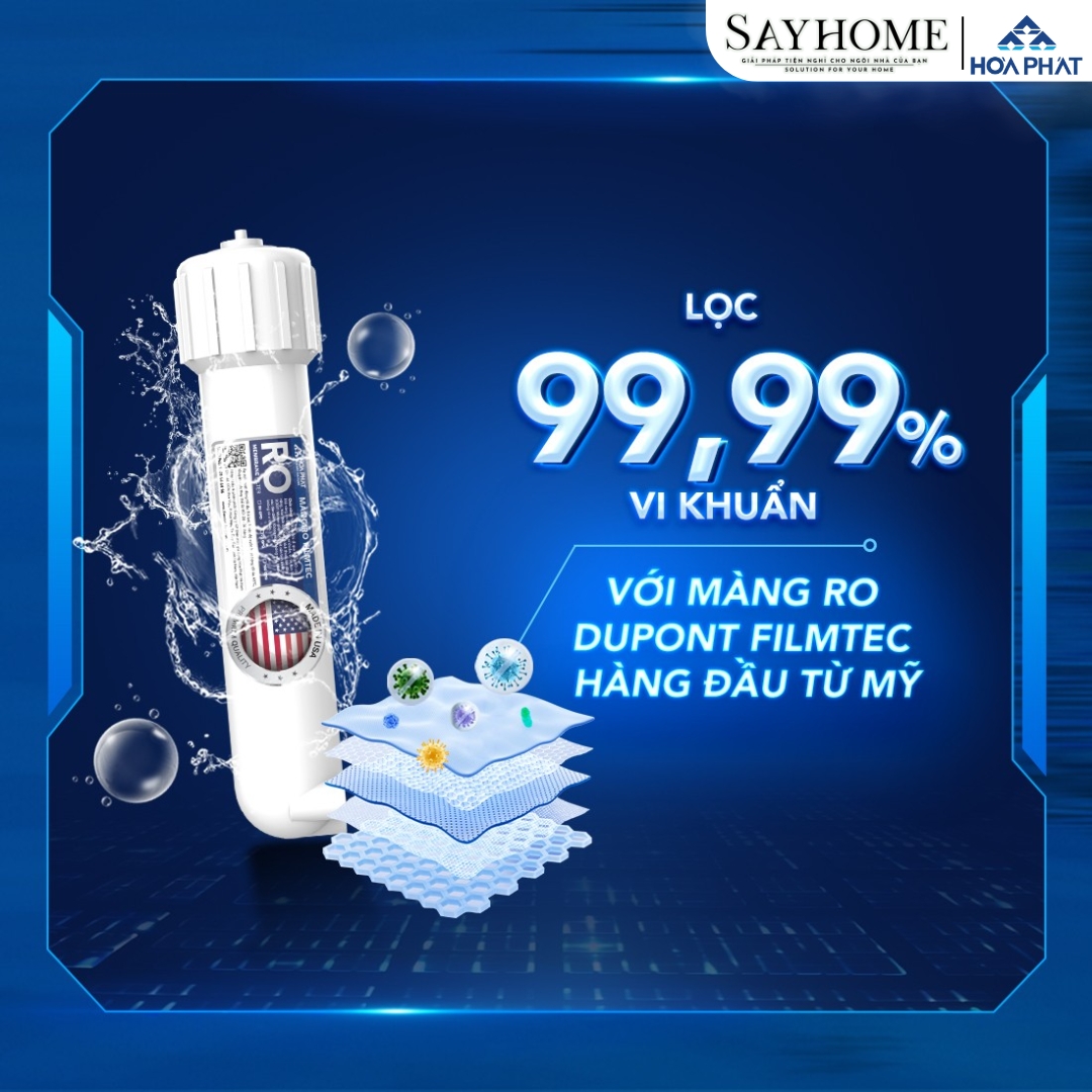 Máy lọc nước RO nóng lạnh tủ đứng Hòa Phát với 12 lõi lọc HPN669 SAYHOME