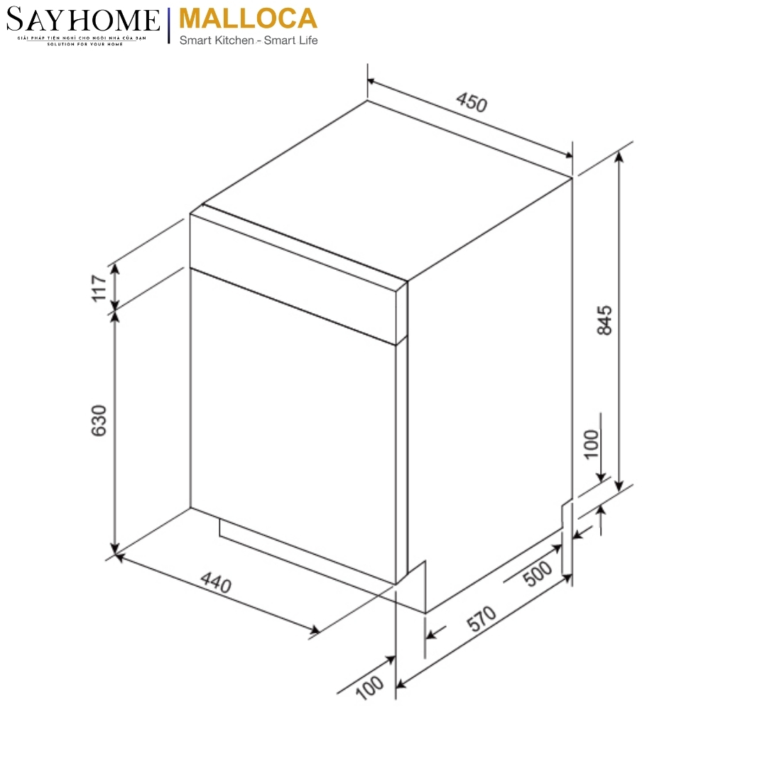 Máy rửa chén độc lập 10 bộ chén dĩa Malloca MDW10-BS08FS tại thành phố Hồ Chí Minh