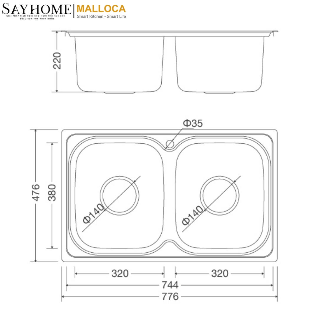 Chậu rửa chén inox Malloca MS 1001 NEW tại thành phố Hồ Chí Minh