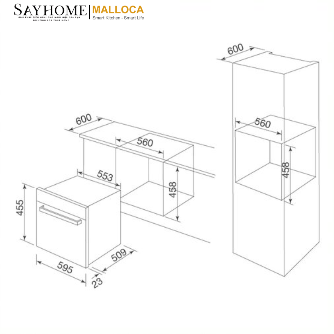 Lò hấp điện âm tủ 48 Lít Malloca MST-48CP tại thành phố Hồ Chí Minh