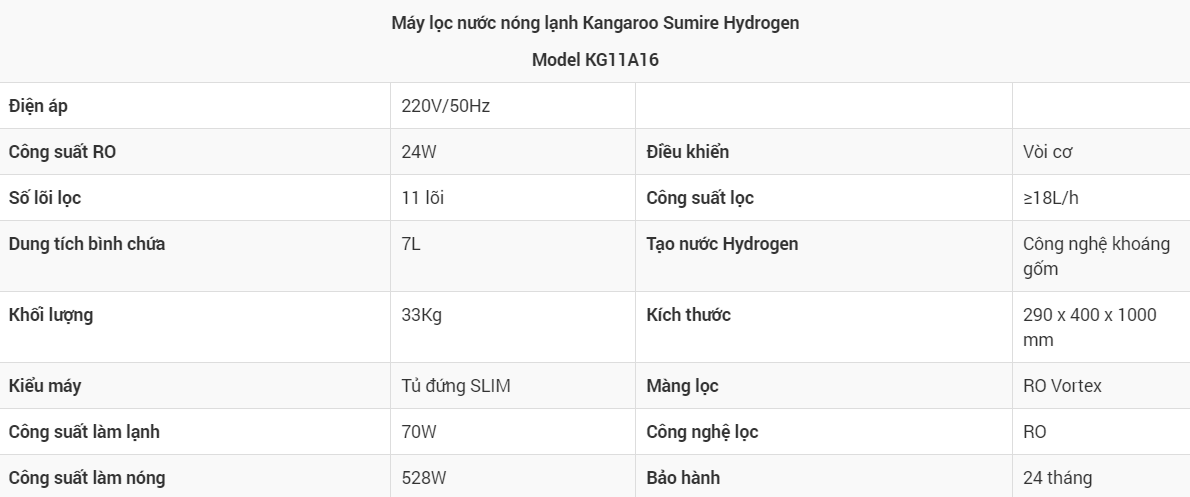 Máy lọc nước Kangaroo Sumire Hydrogen KG11A16 tại thành phố Hồ Chí Minh