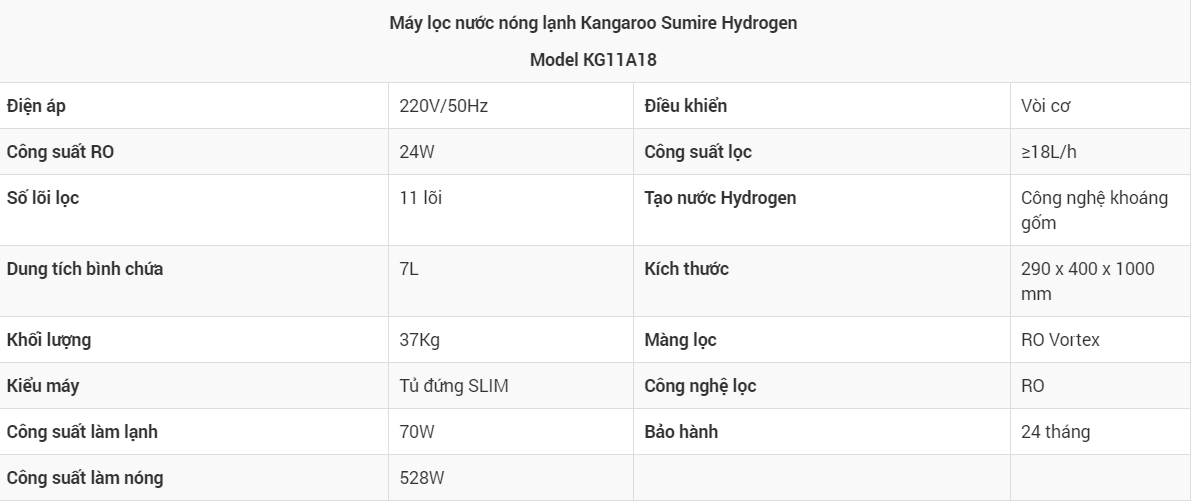 Máy lọc nước Kangaroo Sumire Hydrogen KG11A18 tại thành phố Hồ Chí Minh