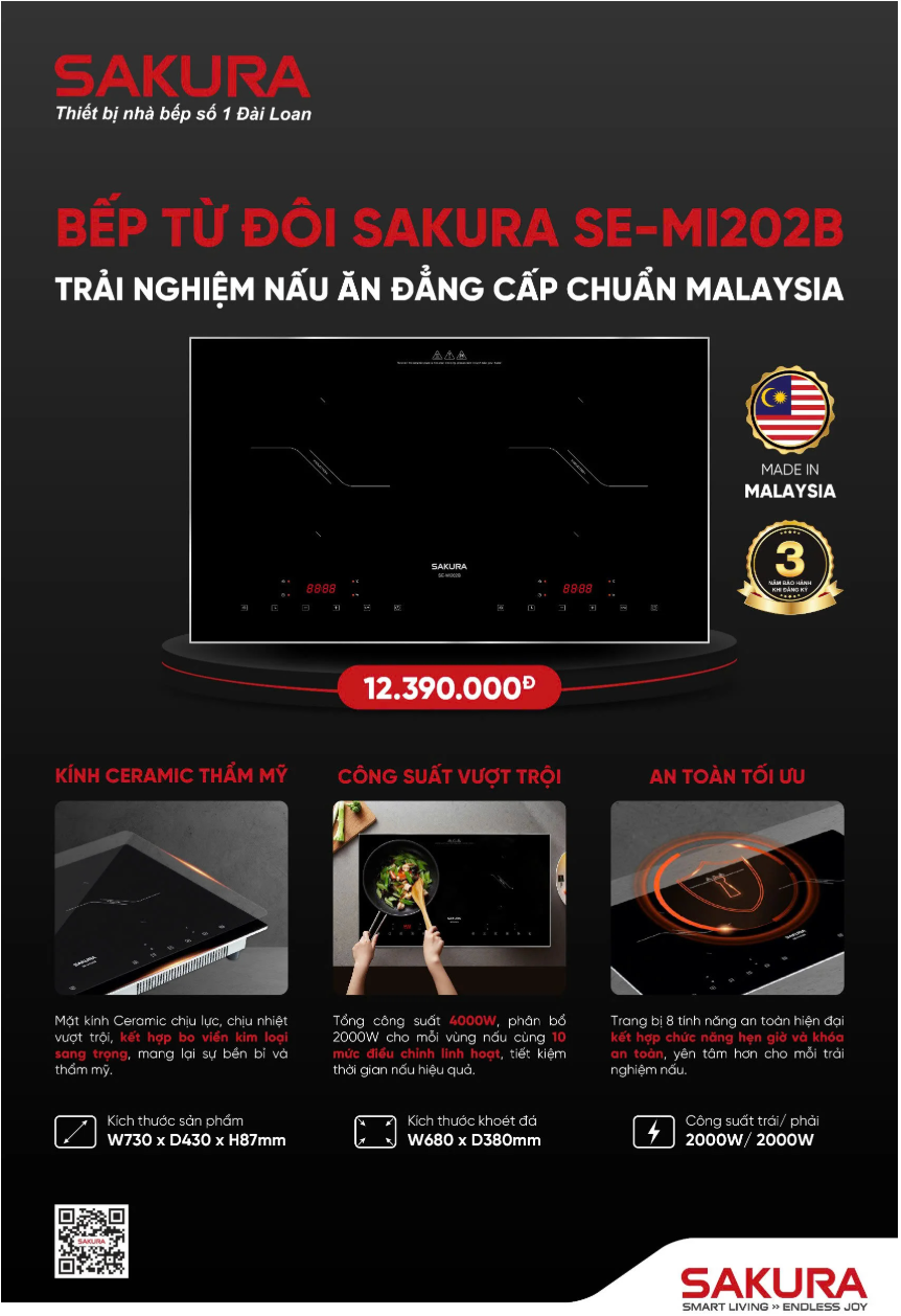 Bếp từ đôi SAKURA SE-MI202B tại thành phố Hồ Chí Minh