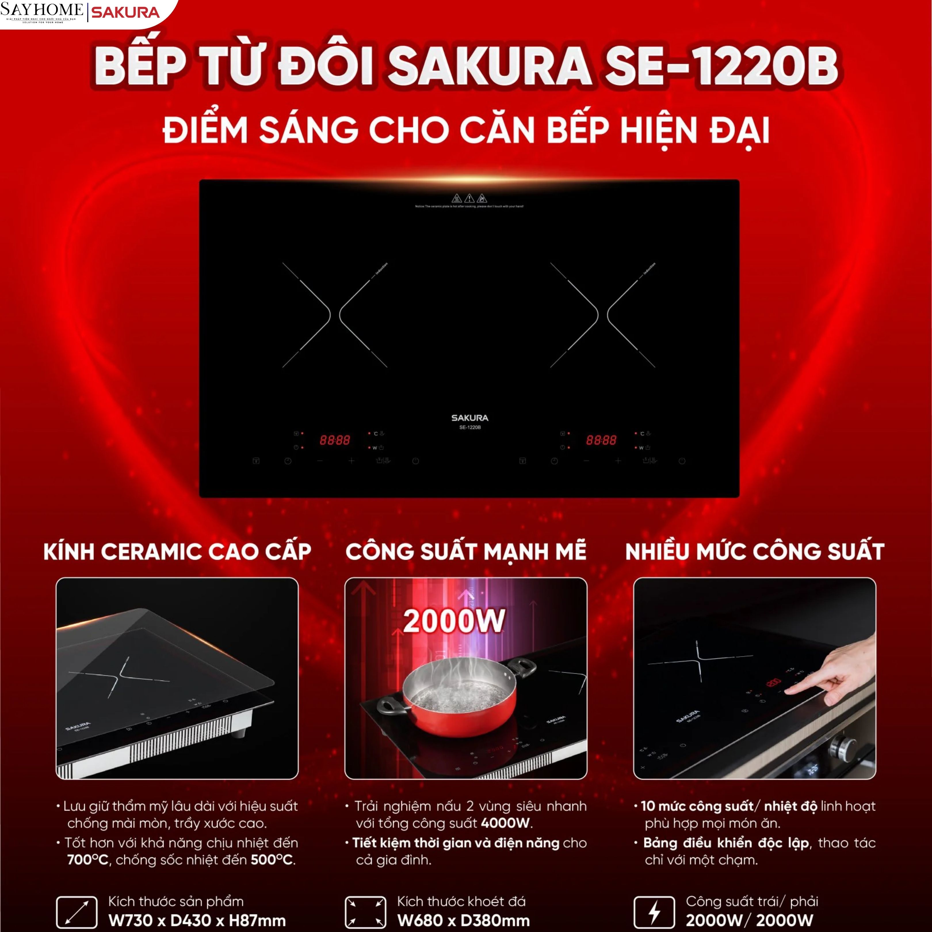 Bếp từ đôi SAKURA SE-1220B tại thành phố Hồ Chí Minh