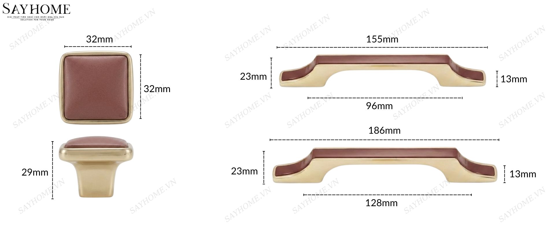 Tay nắm tủ hiện đại màu đỏ vàng gold SH56D3V2 tại thành phố Hồ Chí Minh