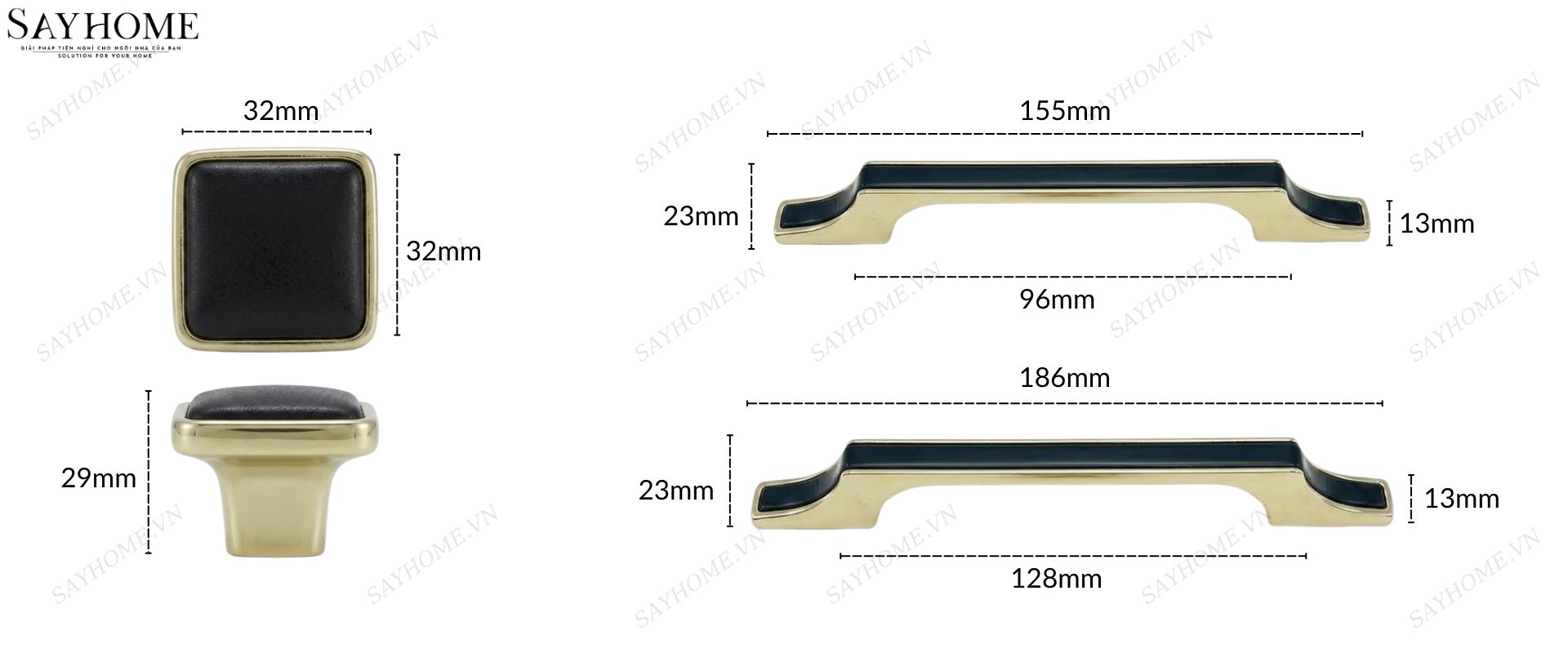 Tay nắm tủ hiện đại màu đen vàng gold SH56DV32 tại thành phố Hồ Chí Minh