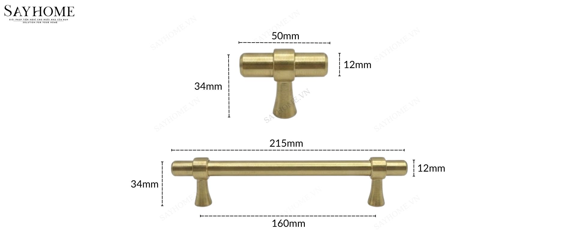 Tay nắm đũa hiện đại màu vàng SH1362 tại Tân Bình