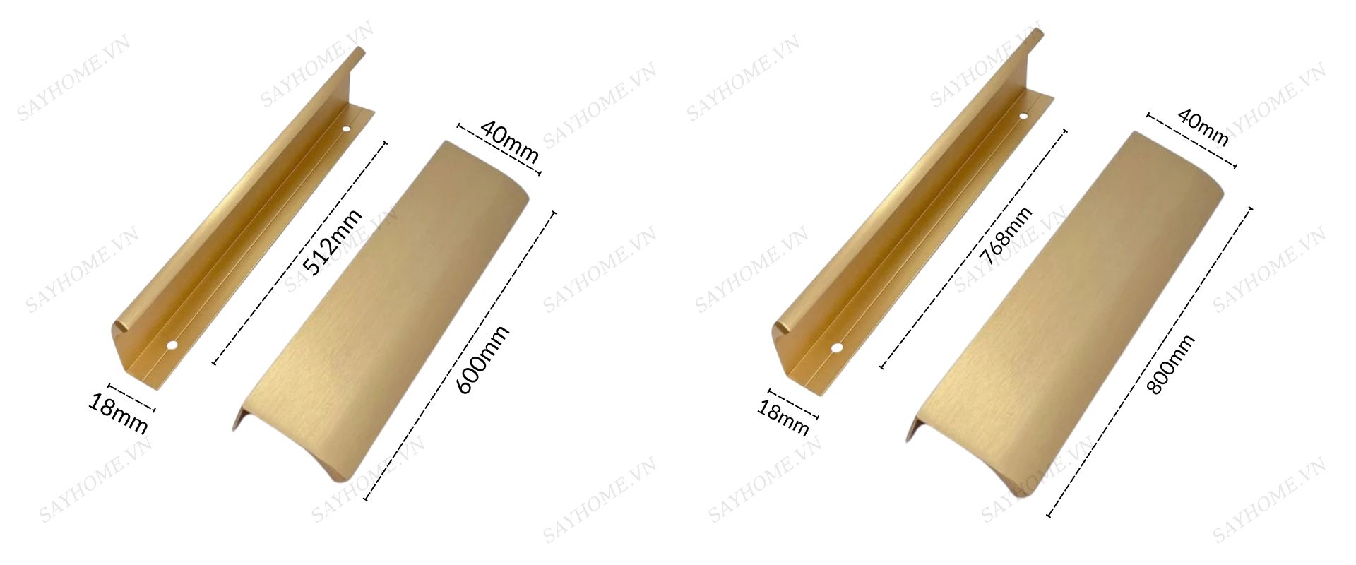 Tay nắm tủ áo thanh dài hiện đại màu vàng xước SH160 tại thành phố Hồ Chí Minh