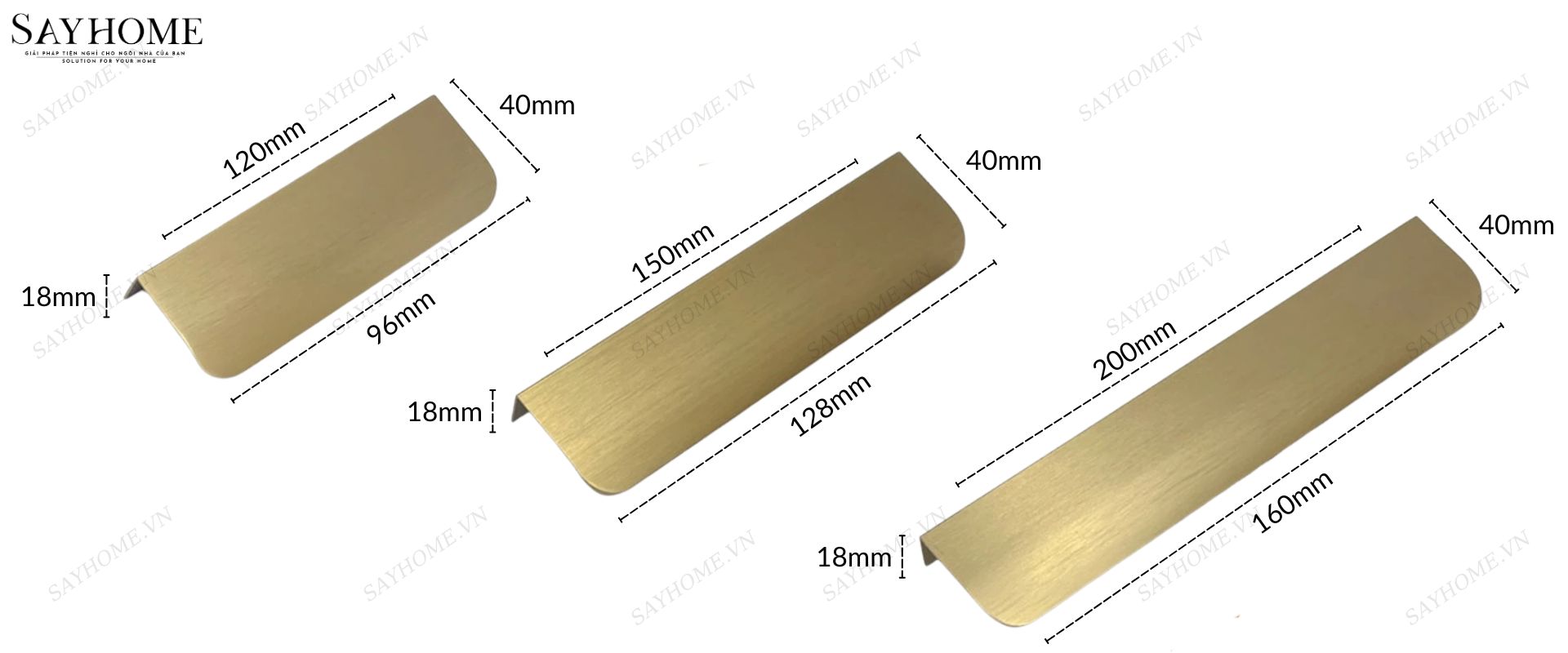 Tay nắm tủ hiện đại màu vàng gold SH260 tại thành phố Hồ Chí Minh