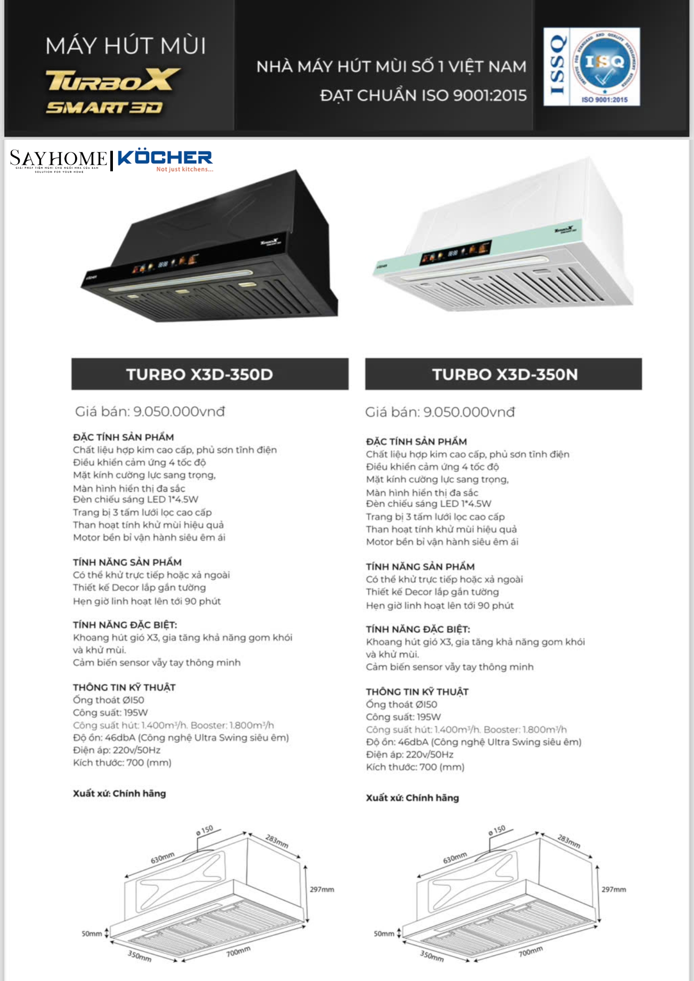 Máy hút mùi Kocher Turbo Smart 3D X3D-350N tại thành phố Hồ Chí Minh