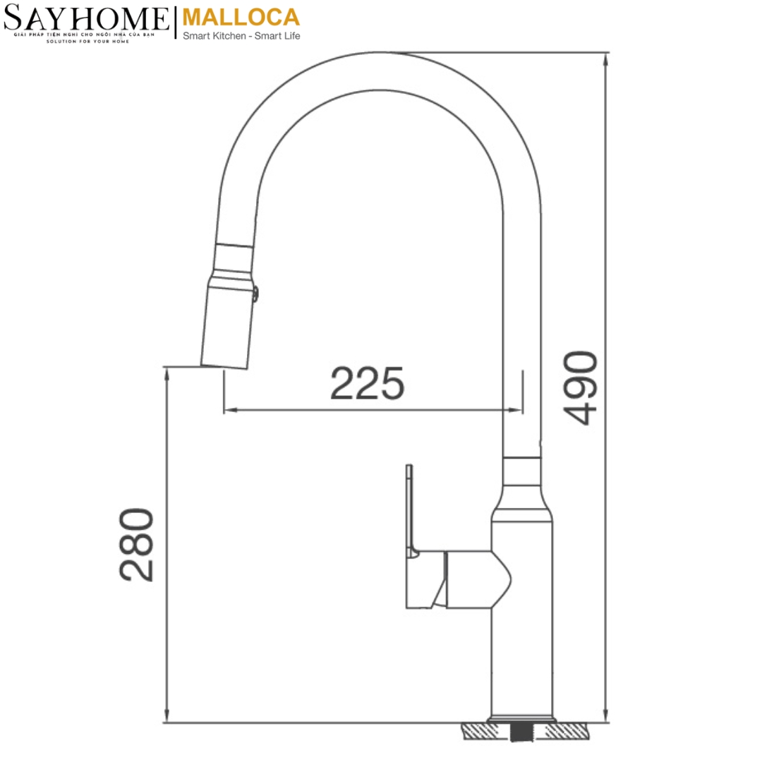 Vòi rửa chén inox dây rút Malloca K046-SS tại thành phố Hồ Chí Minh