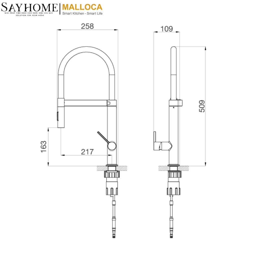 Vòi rửa chén điều khiển không tiếp xúc Malloca K586SBS tại thành phố Hồ Chí Minh