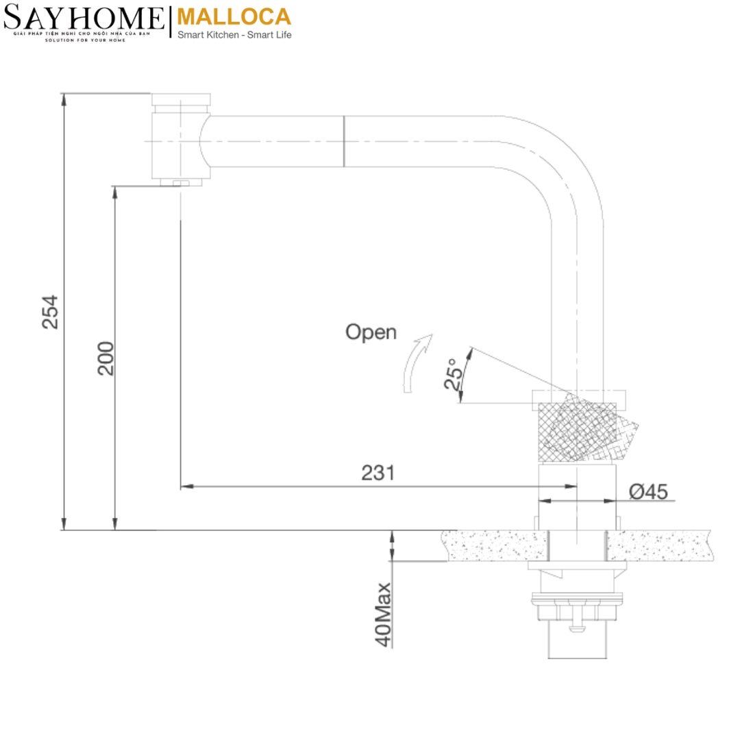 Vòi rửa chén bát dây rút Malloca LuxSteel K068-PO tại thành phố Hồ Chí Minh