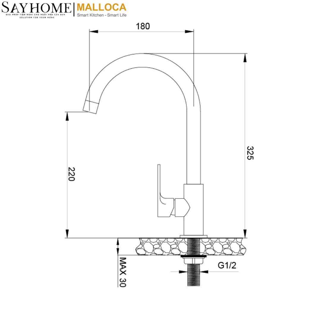 Vòi rửa chén mạ Chrome Malloca K1603CL tại thành phố Hồ Chí Minh