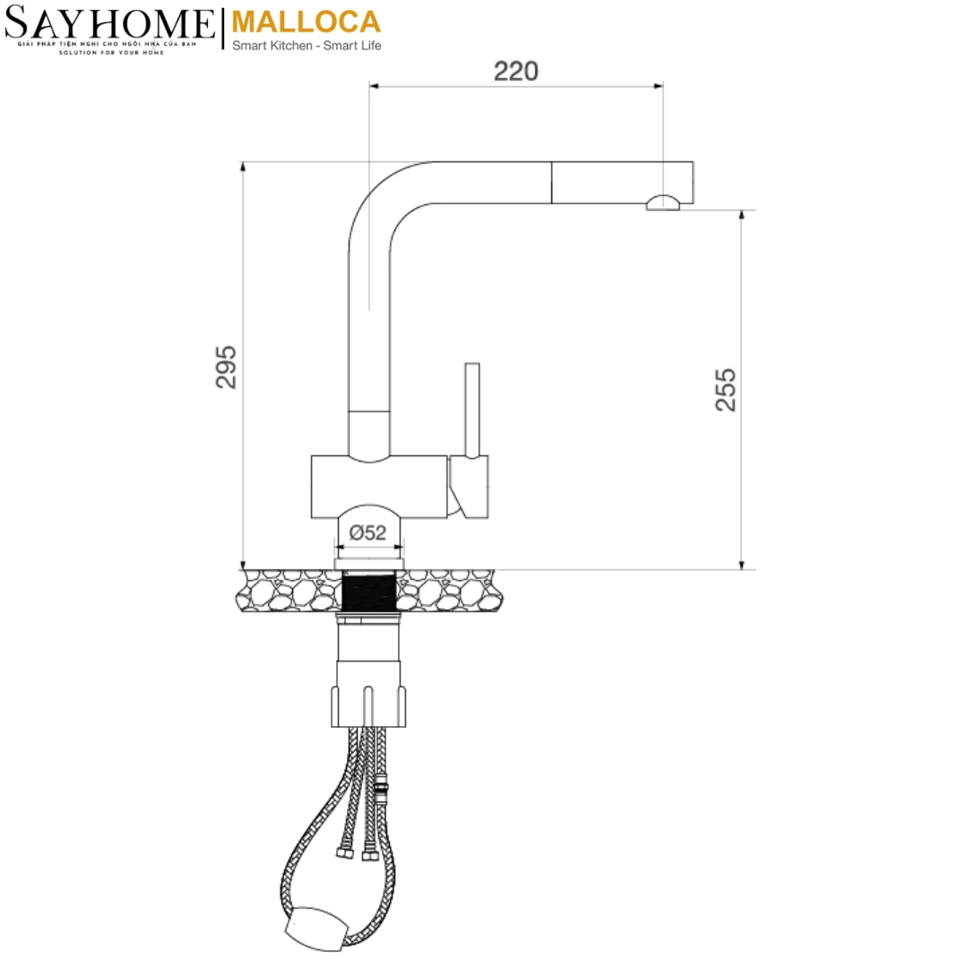 Vòi rửa chén inox dây rút Malloca K103-SS tại thành phố Hồ Chí Minh