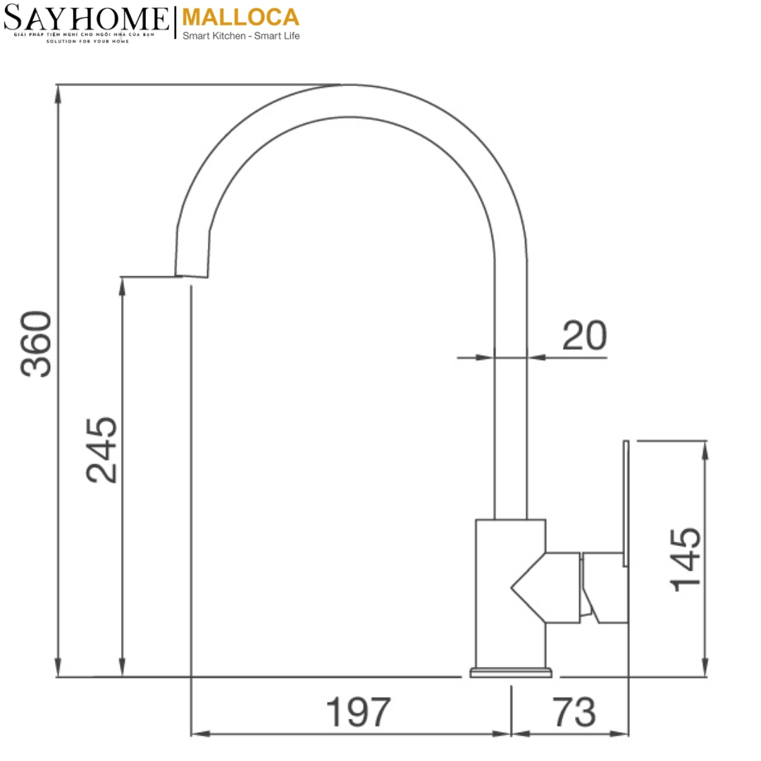 Vòi rửa chén đồng thau sơn giả đá màu đen Malloca MF-040 tại thành phố Hồ Chí Minh
