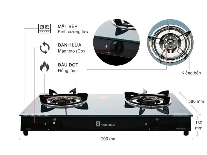 Bếp gas đôi SAKURA SA-690NK tại thành phố Hồ Chí Minh
