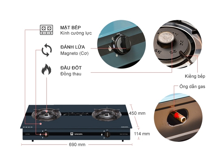 Bếp gas đôi SAKURA SA-7G tại thành phố Hồ Chí Minh