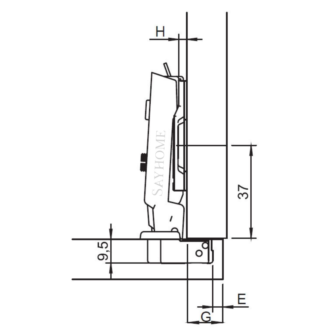 Bản lề thẳng Metalla SM 95º Mini Hafele 311.04.440 - Hàng chính hãng HAFELE