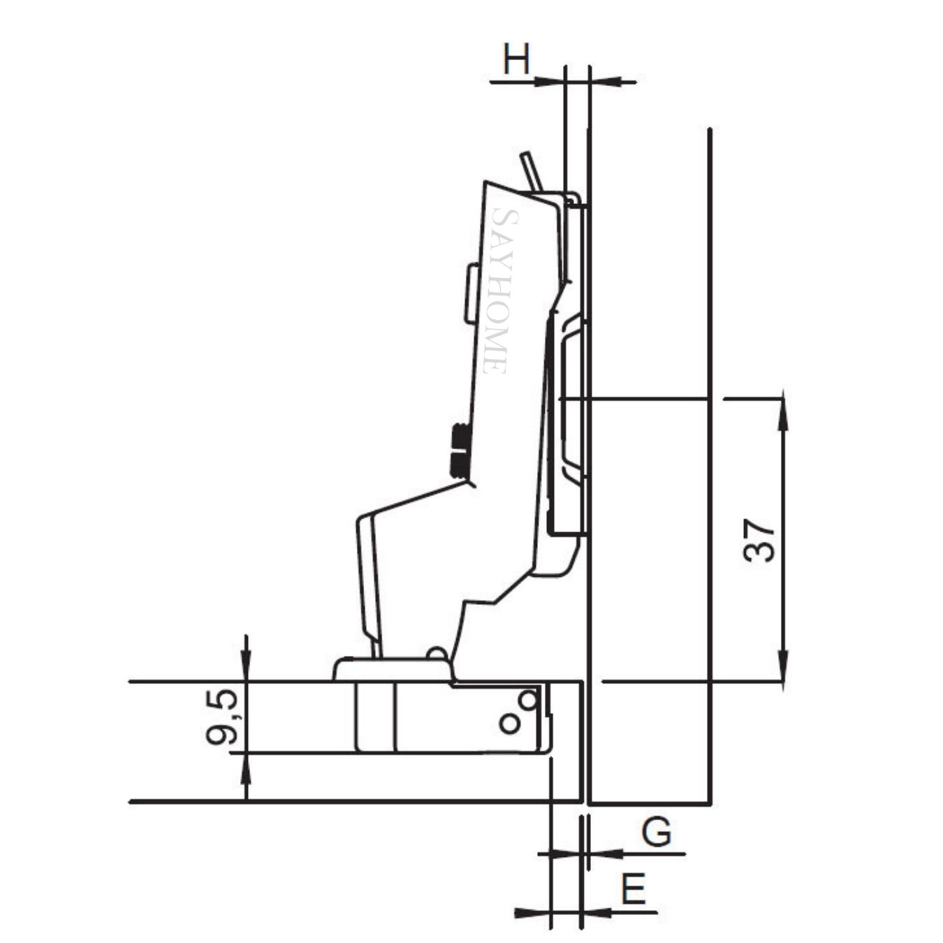 Bản lề lọt lòng Metalla SM 95º Mini Hafele 311.04.442 - Hàng chính hãng HAFELE