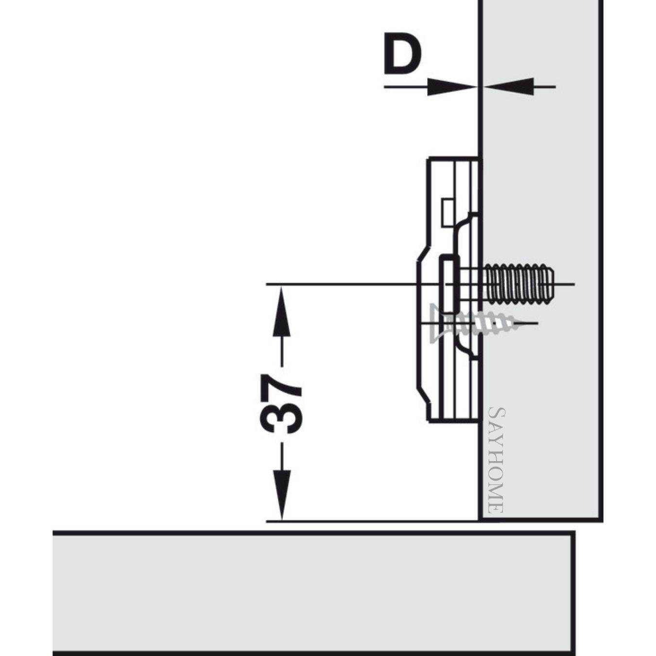 Đế bản lề tủ Metalla 310 SM Hafele 311.71.500
