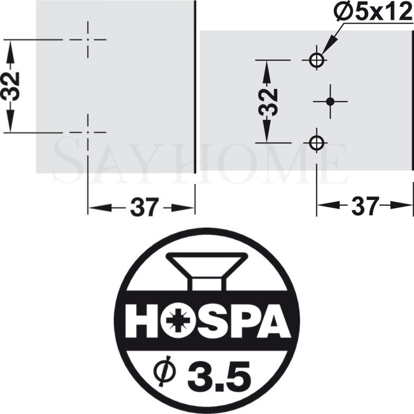 Đế bản lề tủ Mettalla SM Hafele 311.71.540 - Hàng chính hãng HAFELE