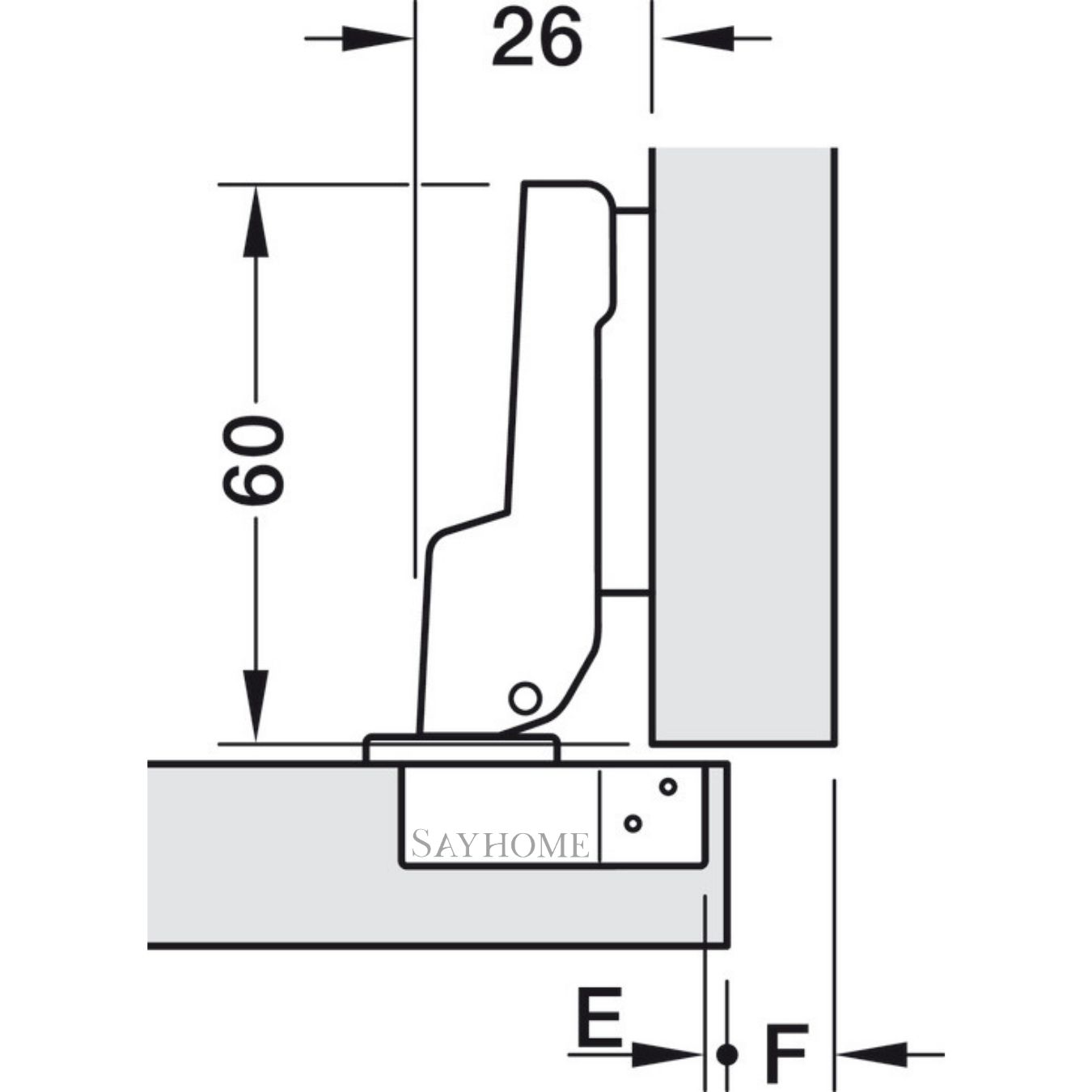 Bản lề cong ít Metalla A 110º Hafele 311.88.531 - Hàng chính hãng HAFELE