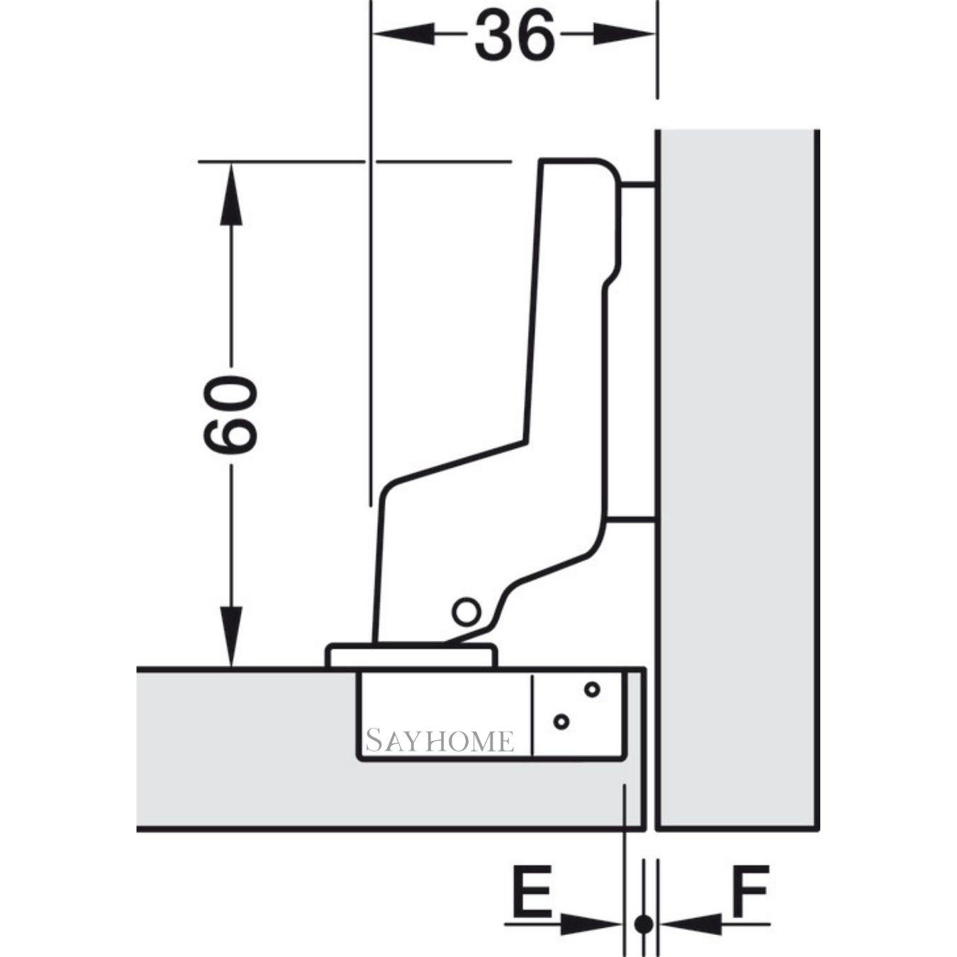 Bản lề lọt lòng cong nhiều Metalla A 110º Hafele 311.88.532