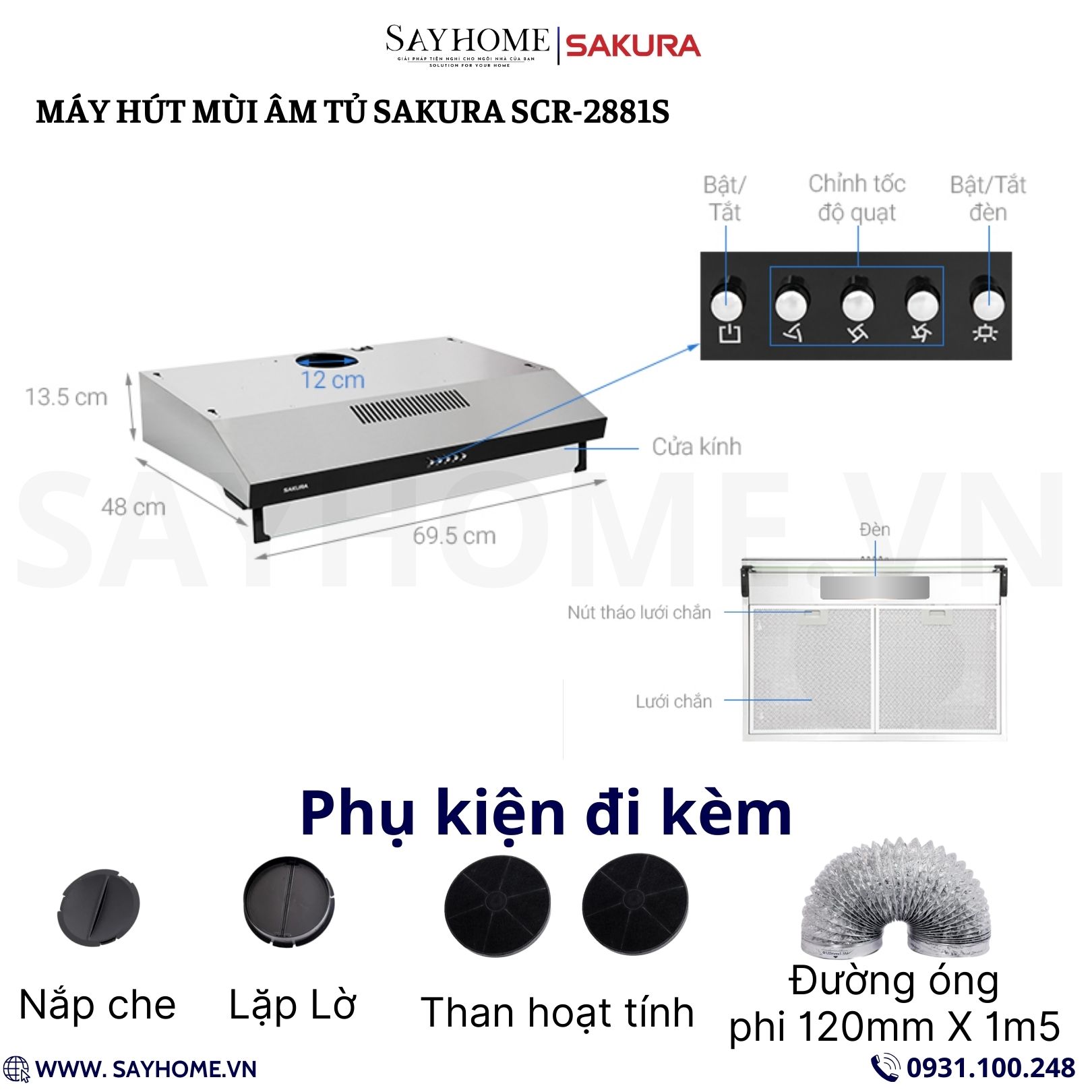 Máy hút mùi âm tủ SAKURA SCR-2881S tại thành phố Hồ Chí Minh