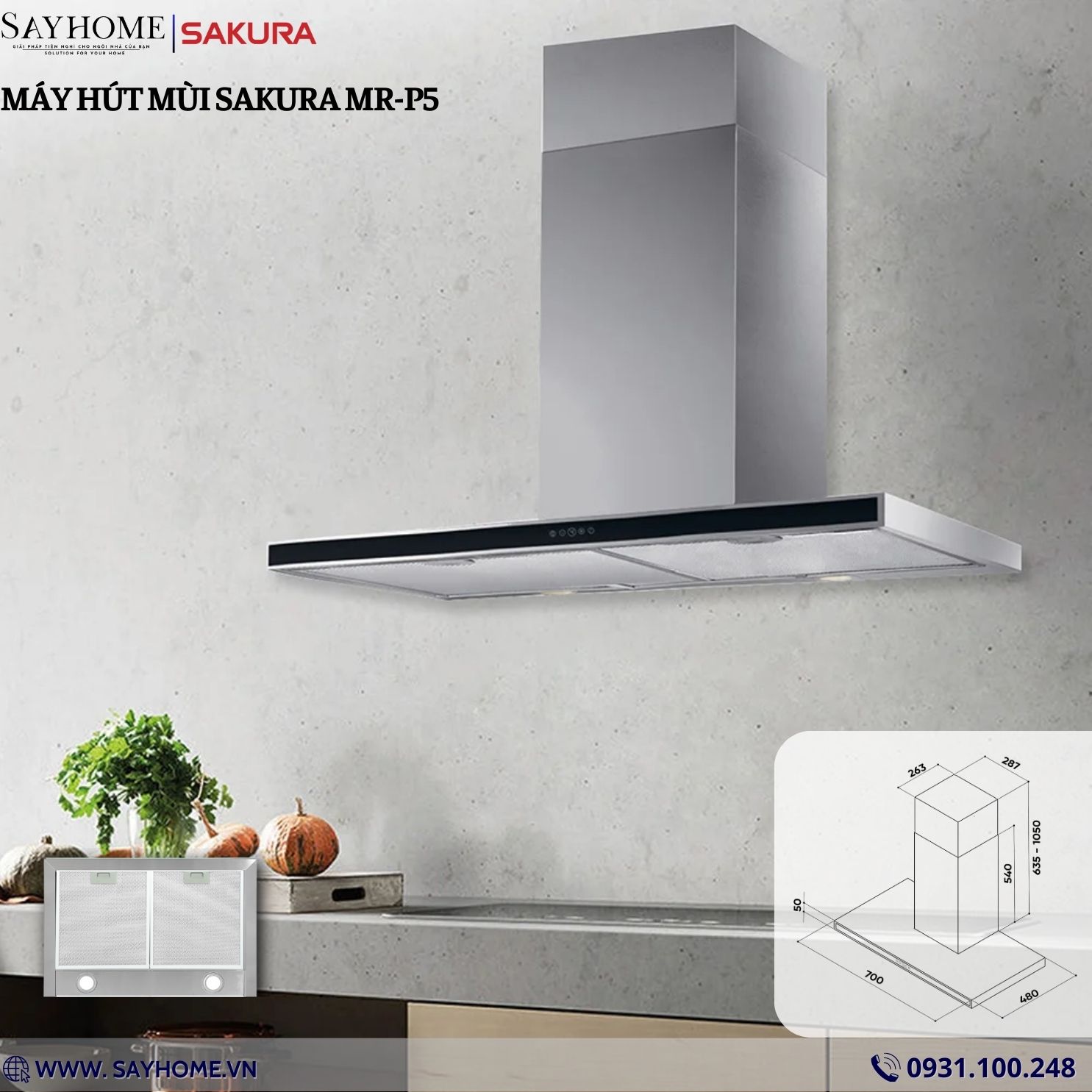 Máy hút mùi SAKURA MERGO MR-P5 tại thành phố Hồ Chí Minh