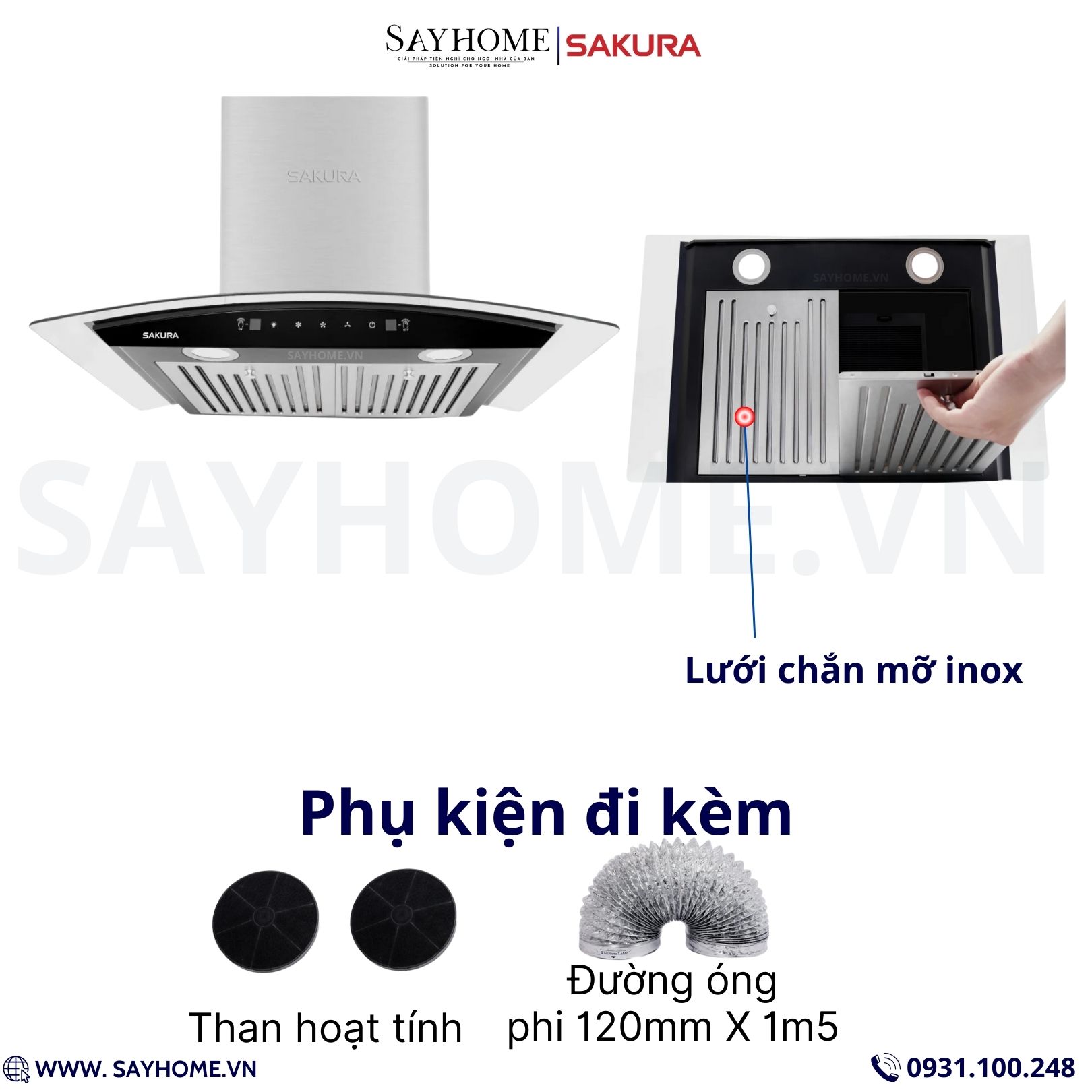 Máy hút mùi kính cong SAKURA SR-7730AG tại thành phố Hồ Chí Minh