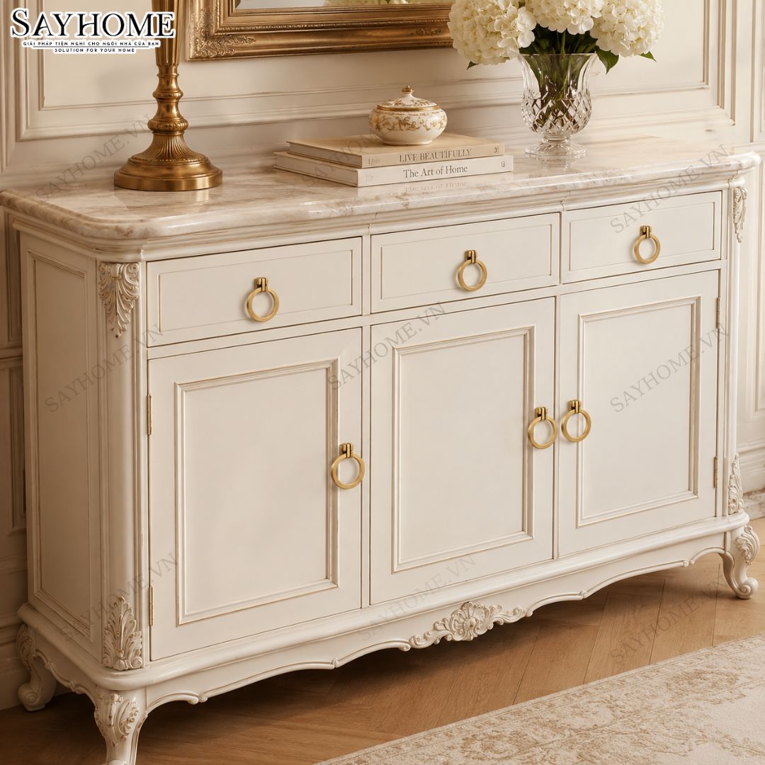 Tay nắm tủ khoen tròn tân cổ điển màu vàng SH9237 tại Tân Bình
