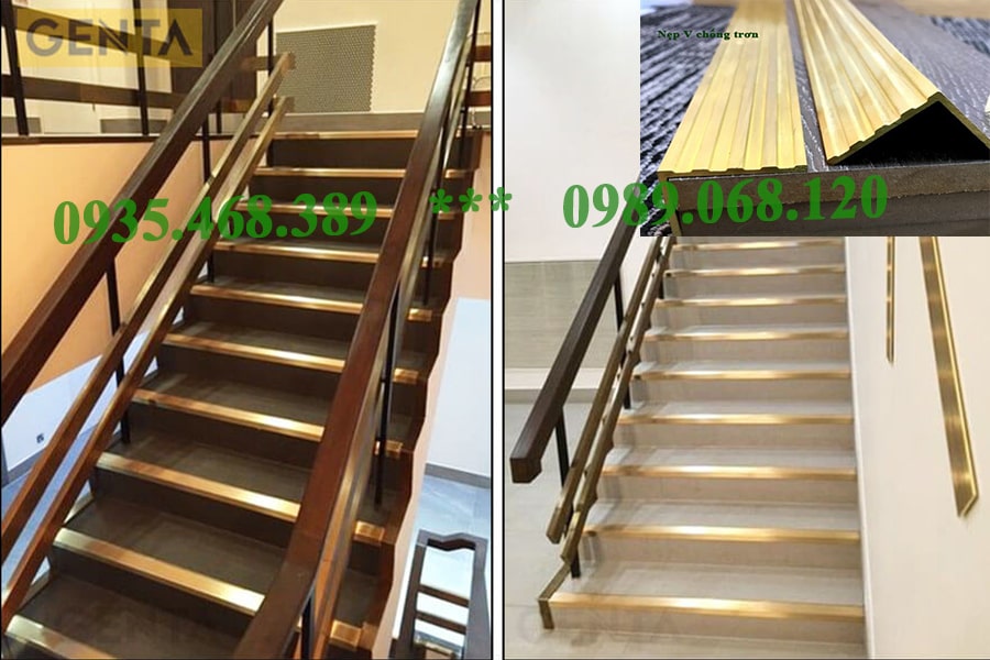 Nẹp đồng chống trơn cầu thang