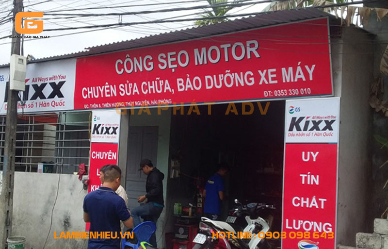 Mẫu biển hiệu Công Sẹo Motor bằng alu