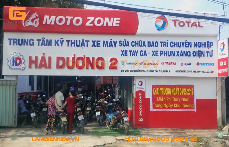 Mẫu biển hiệu sửa xe Hải Dương 2 bằng alu